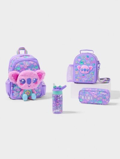 Smiggle Curious 4 Piece Junior Character Backpack Bundle Lilac
