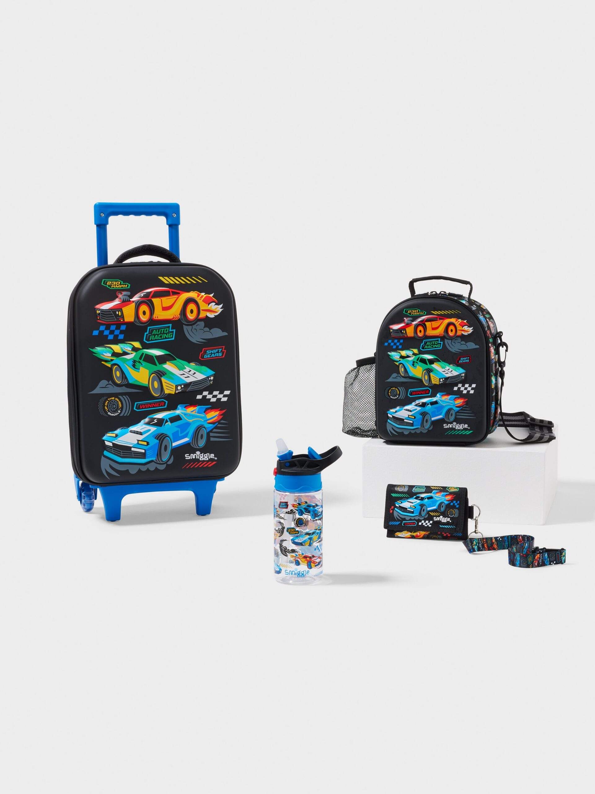 Smiggle Curious 4 Piece Travel Bundle Cars Black