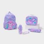 Smiggle Out & About 4 Piece Character Hoodie Backpack Bundle: Otters Lilac