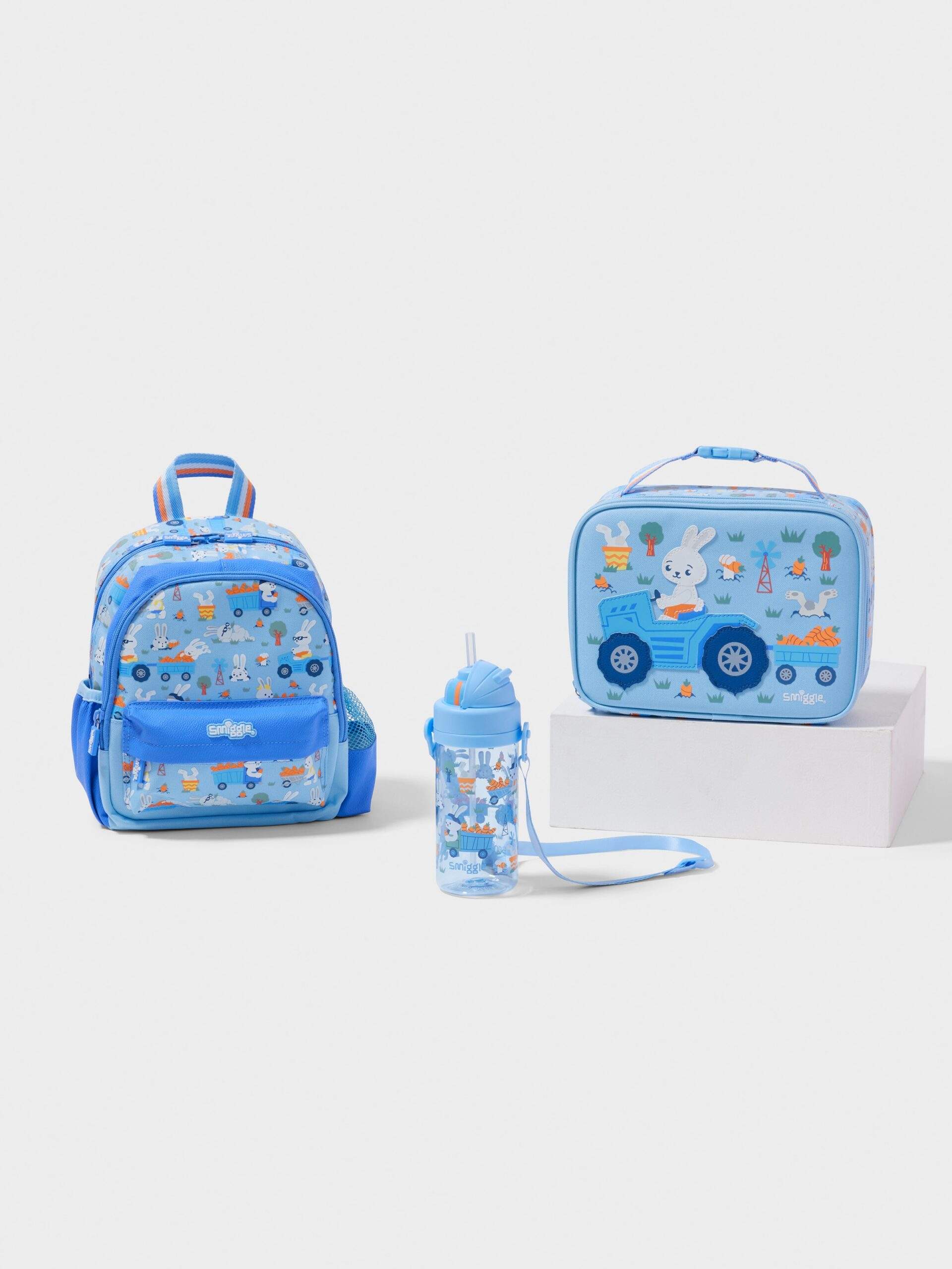 Smiggle Out & About 3 Piece Strap Bottle Bundle Blue