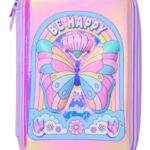 Limitless Hardtop Pencil Case: colorful butterfly "BE HAPPY"