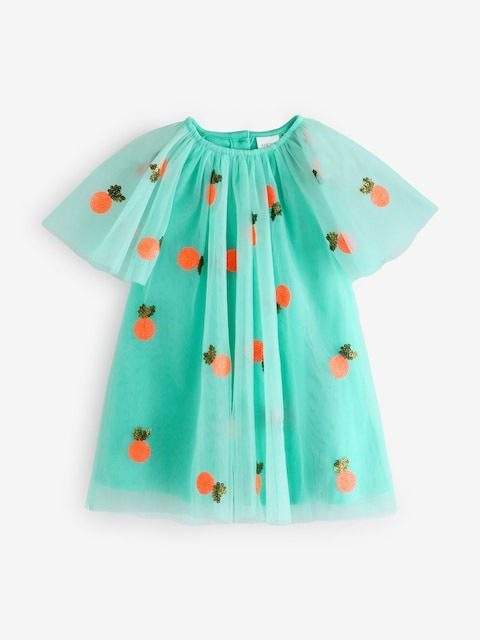 Aqua Blue Sequin Mesh Dress (3mths-8yrs)