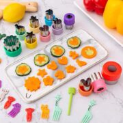 24pcs Fun Lunchbox Cutter Pack – Mini Cookie, Veggie & Fruit Stamp Molds