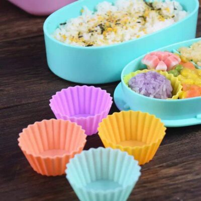 4pcs Silicone Food Cups – Round Lunchbox Dividers, Reusable Snack Holders