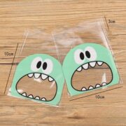 Snack Bags Medium – Green Cute Monster Design (100pcs)