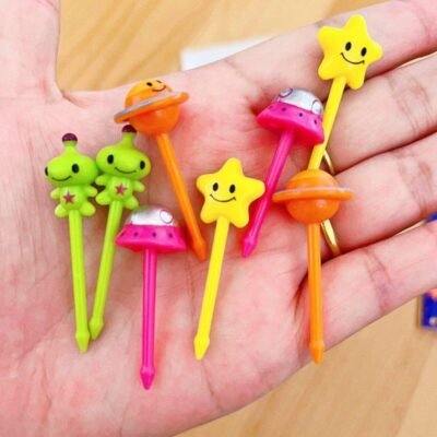 Cartoon Space & Star Lunchbox Picks – (8 pcs)