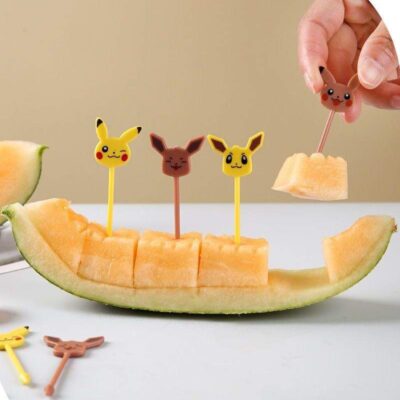 Pokemon Lunchbox Picks – (8 pcs) Pikachu & Eevee Cartoon Food Picks