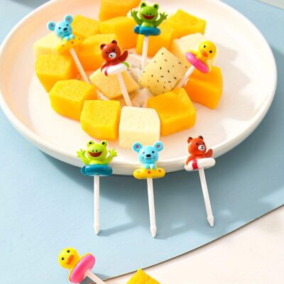 Cute Animal Lunchbox Picks with Float Rings – Bento Food Fruit Forks (8 pcs)
