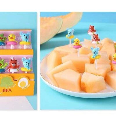 Cute Animal Lunchbox Picks with Float Rings – Bento Food Fruit Forks (8 pcs)