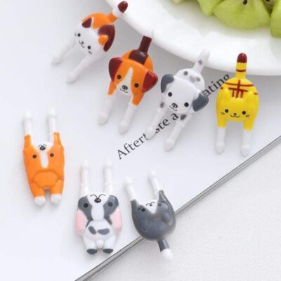 Cute Cat & Dog Lunchbox Picks – Animal Tail Food Fruit Forks | (7 pcs)