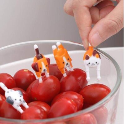 Cute Cat & Dog Lunchbox Picks – Animal Tail Food Fruit Forks | (7 pcs)