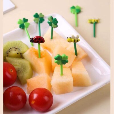 Clover & Ladybug Lunchbox Picks – 12 pcs Cute Fruit Forks for Kids