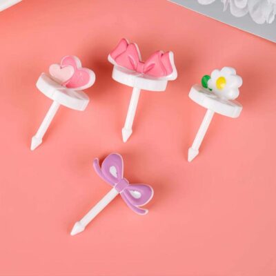8 pcs Pink Food Picks for Kids Lunchbox, Bento & School Snacks