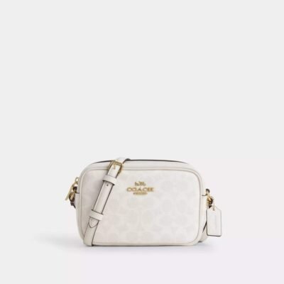 Coach Mini Jamie Camera Bag In Signature Canvas Gold/White/Chalk