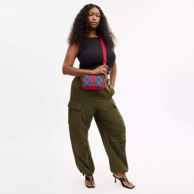 Mini Jamie Camera Bag In Signature Canvas With Varsity Stripe