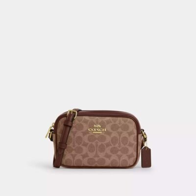 Coach Mini Jamie Camera Bag In Signature Canvas Gold/Tan/Brown