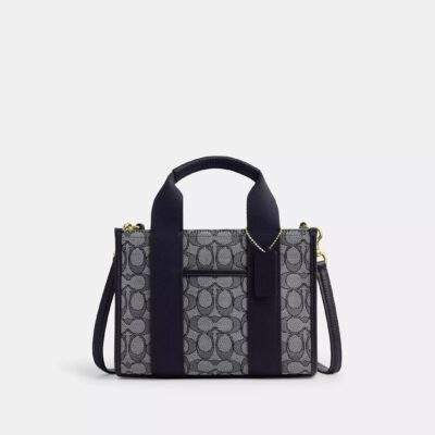 Coach Smith Tote Bag 24 In Signature Jacquard Gold/Navy/Midnight Navy