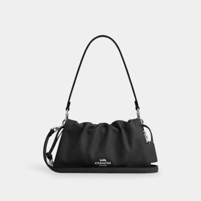 Coach Faye Shoulder Bag With Ruching Silver/Black