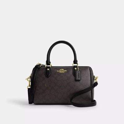 Coach Rowan Satchel Bag In Signature Canvas Im/Walnut/Black