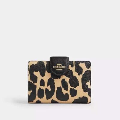 Medium Corner Zip Wallet With Leopard Print