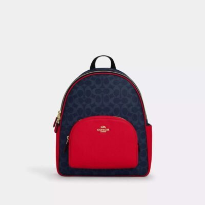 Coach Court Backpack In Signature Canvas Gold/Sand/Chalk