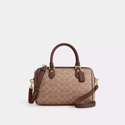 Coach Rowan Satchel Bag In Signature Canvas Im/Tan/Brown