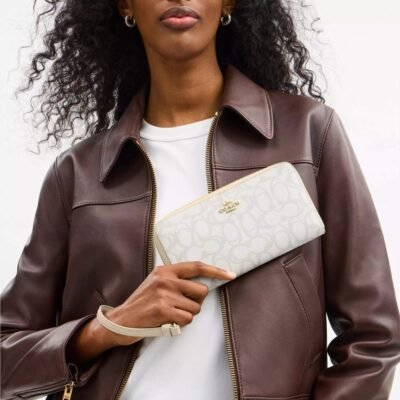 Long Zip Around Wallet In Sketch Signature Canvas