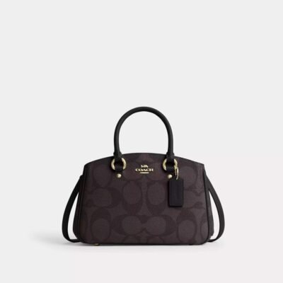 Coach Savannah Small Carryall Bag In Signature Canvas Walnut/Black 