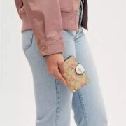 Medium Corner Zip Wallet In Signature Canvas With Floral Print