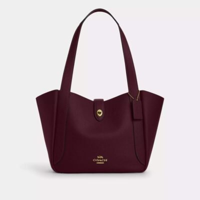 Coach Hadley Turnlock Tote Bag Dark Wine