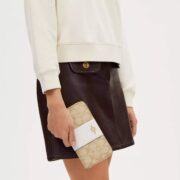 Long Zip Around Wallet In Signature Canvas With Stripe