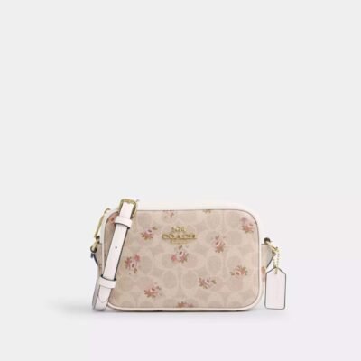 Coach Mini Jamie Camera Bag In Signature Canvas With Floral Print Gold/Sand Multi