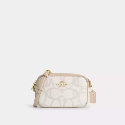 Coach Mini Jamie Camera Bag In Sketch Signature Canvas Gold/Ivory