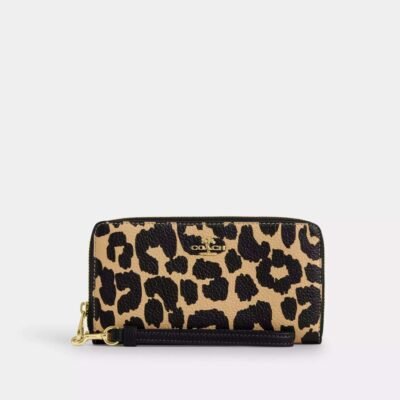 Long Zip Around Wallet With Leopard Print