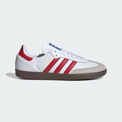 adidas Samba OG Shoes White / Better Scarlet / Gum