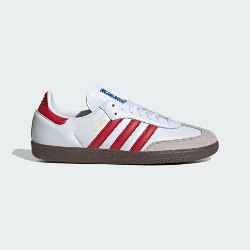 adidas Samba OG Shoes White / Better Scarlet / Gum