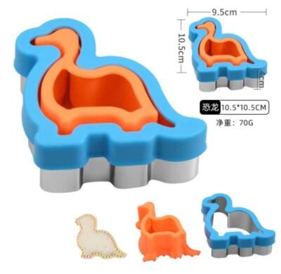 Large Dinosaur Sealed Sandwich Cutter – 2pcs Toast Press (BPA Free)