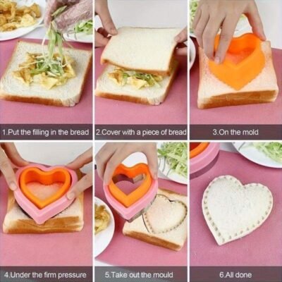 Large Heart Sealed Sandwich Cutter – 2pcs Cute Toast Press