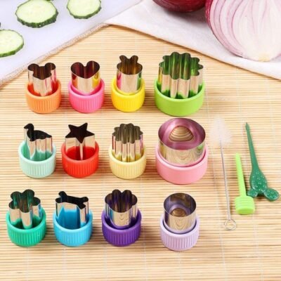 24pcs Fun Lunchbox Cutter Pack – Mini Cookie, Veggie & Fruit Stamp Molds