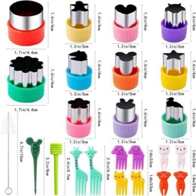 24pcs Fun Lunchbox Cutter Pack – Mini Cookie, Veggie & Fruit Stamp Molds