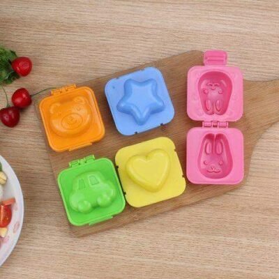 6pcs Cartoon Rice & Egg Mold Pack – Fun Lunchbox Shapers (BPA Free)