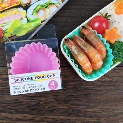 4pcs Silicone Food Cups – Round Lunchbox Dividers, Reusable Snack Holders