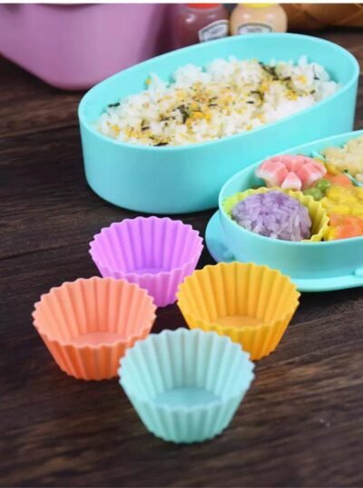 4pcs Silicone Food Cups – Round Lunchbox Dividers, Reusable Snack Holders
