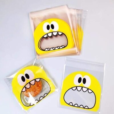 Snack Bags Small – Yellow | Cute Monster Design (100pcs)