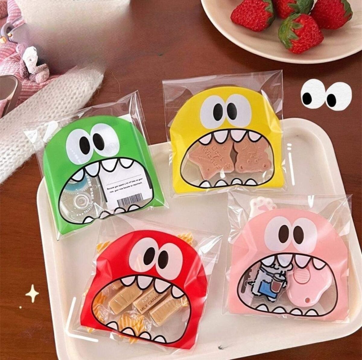 Snack Bags Small – Yellow | Cute Monster Design (100pcs)