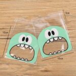Snack Bags Medium – Green Cute Monster Design (100pcs)