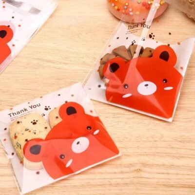 Snack Bags with Cute Bear Design – Medium (100 pcs)