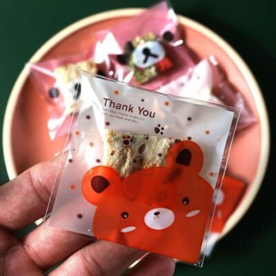 Snack Bags with Cute Bear Design – Medium (100 pcs)
