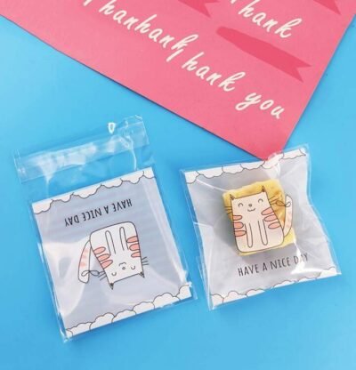 Snack Bags with Cat Design – Medium (100 pcs)