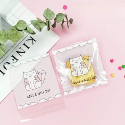 Snack Bags with Cat Design – Medium (100 pcs)